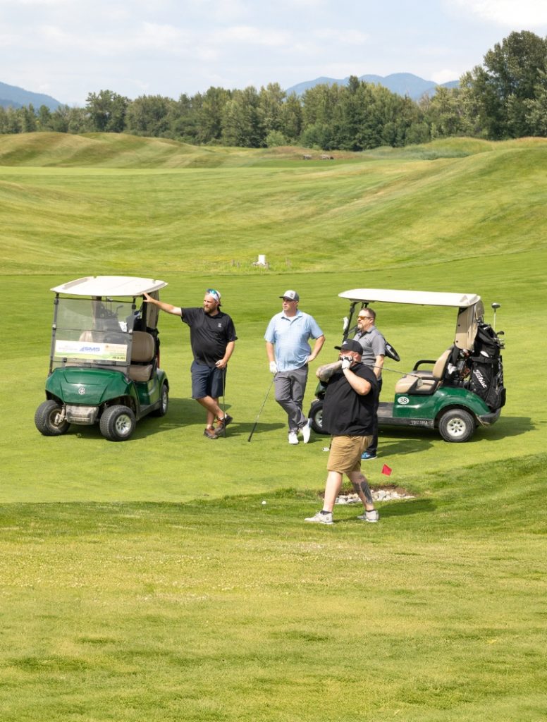 Dawson Civil and Dawson Construction team golfing at the BC Road Builders Golf Tournament at The Dunes Kamloops
